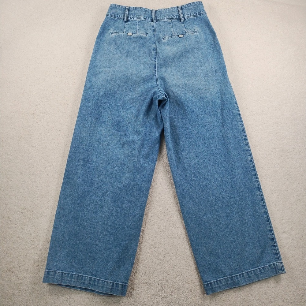 Madewell Pleated Wide-Leg Jeans Women's Size 2 Kinnon Wash Baggy Ankle Crop EUC - Picture 6 of 16